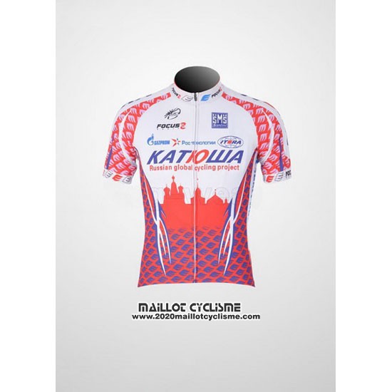 2011 Maillot Ciclismo Katusha Blanc et Rouge Manches Courtes et Cuissard